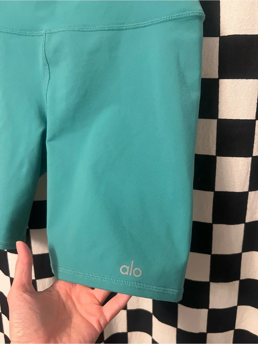 ALO Yoga Teal High-Rise Bike Shorts